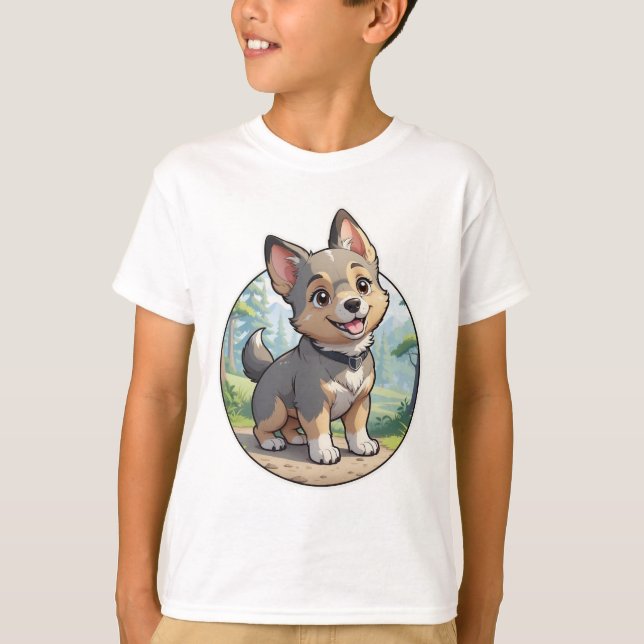 Cute Swedish Vallhund Cartoon Dog Shirt (Front)