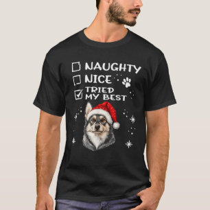 Cute Swedish Vallhund Dog Christmas Naughty Nice T T-Shirt