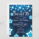 Cute Sweet 16 Custom Invitation With Star Lights<br><div class="desc">Celebrate Sweet 16 birthday party with this "Cute Sweet 16 Custom Invitation With Star Lights", easily to customize with your own details. For further customization, please click the "Personalize" button, scroll down the bottom, click the "Customize further" link, and use our design tool to modify this template. If you need...</div>