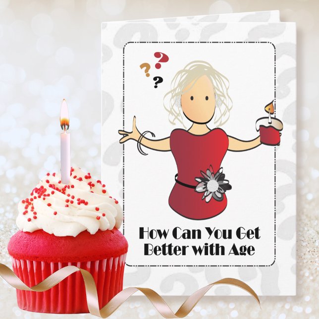 Cute Sweet 80th Birthday Female Cartoon Humorous Card (Creator Uploaded)