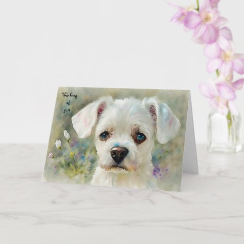 Cute Sweet Adorable Dog Thinking of You Card