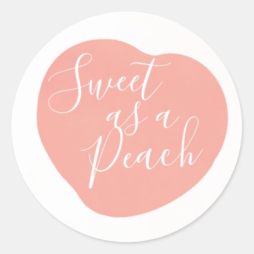 Cute Sweet as a Peach Fruit Classic Round Sticker