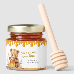 Cute Sweet As Can Bee Minimal Birthday Honey Jar Favors