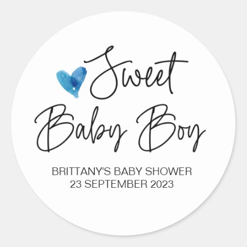 Cute Sweet Baby Boy Baby Shower Favor Thank You Classic Round Sticker