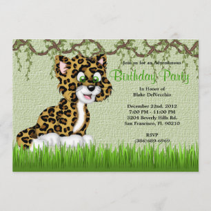 CUTE Sweet Baby Cheetah Vines Jungle Birthday Invitation