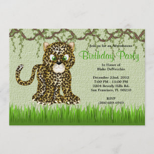CUTE Sweet Baby Cheetah Vines Jungle Birthday Invitation