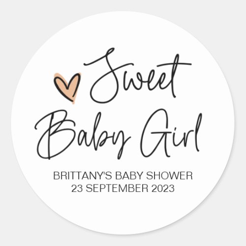 Cute Sweet Baby Girl Baby Shower Favor Thank You Classic Round Sticker