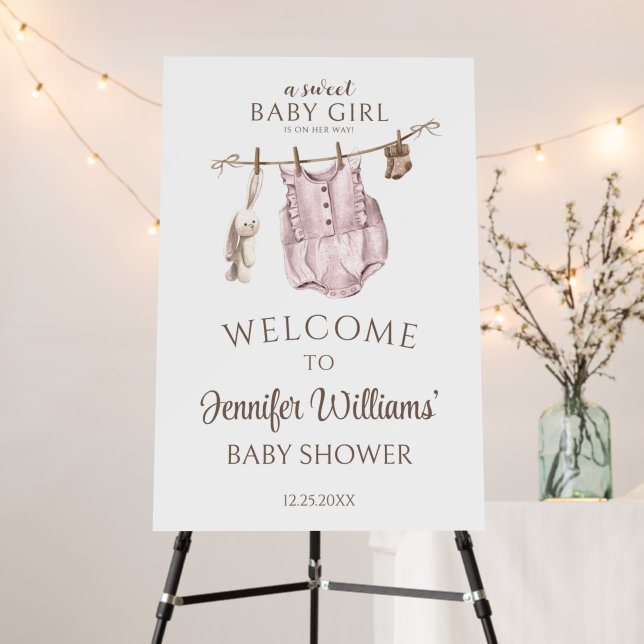 Cute Sweet Baby Girl Shower Welcome Sign Board (In Situ (Stand))