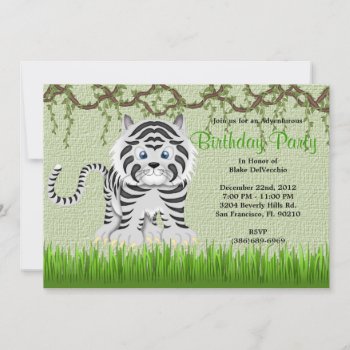 Cute Sweet Baby Tiger Vines Jungle Birthday Invitation by ForeverAndEverAfter at Zazzle