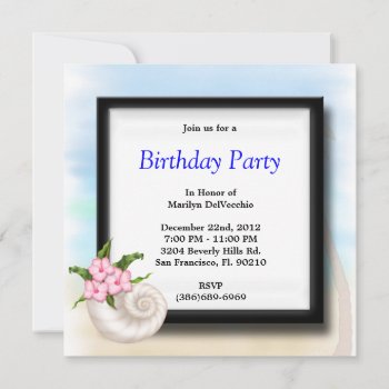 Cute Sweet Beach Party Flowers And Seashell Invitation by ForeverAndEverAfter at Zazzle