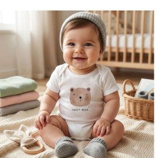 Cute Sweet Bear Baby Bodysuit | Minimalist Woodlan