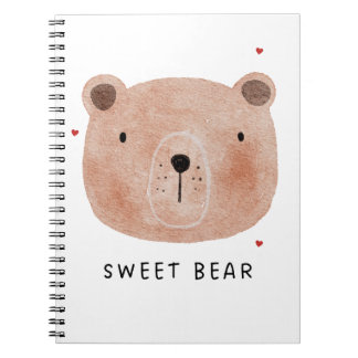 Cute Sweet Bear Notebook | Minimalist Woodland 