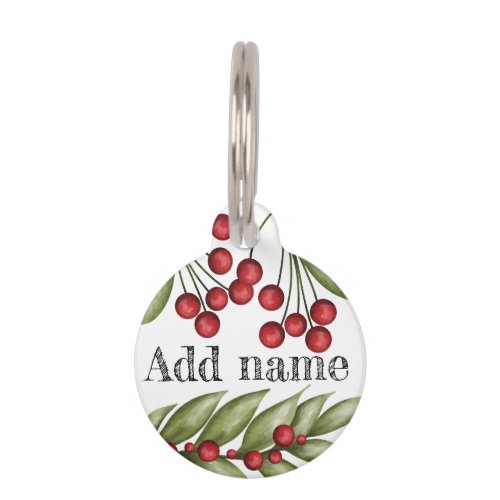 Cute Sweet berries Floral pattern name and info Pet ID Tag