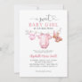 Cute Sweet Blush Pink Clothesline Baby Girl Shower Invitation