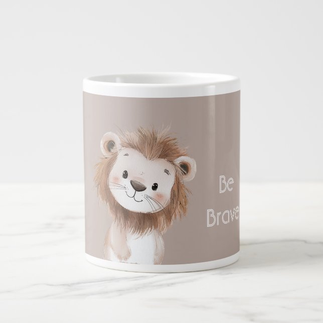 Cute Sweet Brown Lion Giant Coffee Mug (Front)