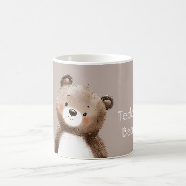 Cute Sweet Brown White Teddy Bear Coffee Mug (Center)