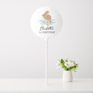 Cute Sweet Bunny Rabbit Animal 1st Birthday Party Balloon
