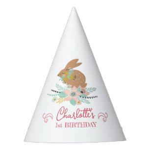 Cute Sweet Bunny Rabbit Animal 1st Birthday Party Hat