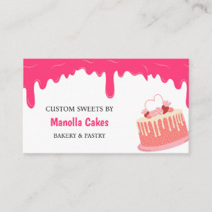Cute sweet cake pink drip pastry business card