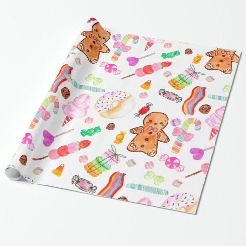 Cute Sweet Candy Ice Cream Gingerbread Candyland Wrapping Paper