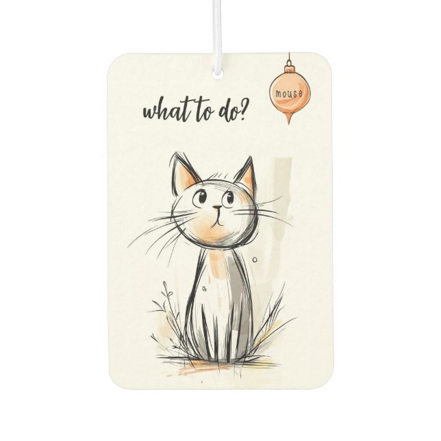 Cute Sweet Cat Illustration Air Freshener (Front)
