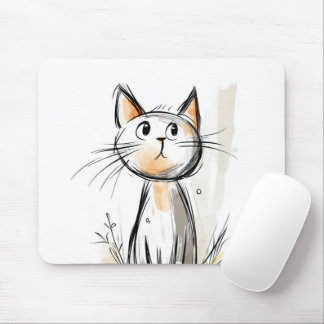 Cute Sweet Cat Illustration Mouse Pad