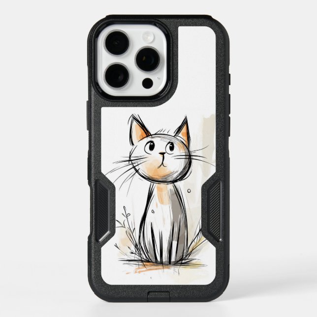 Cute Sweet Cat Illustration Otterbox iPhone Case (Back)