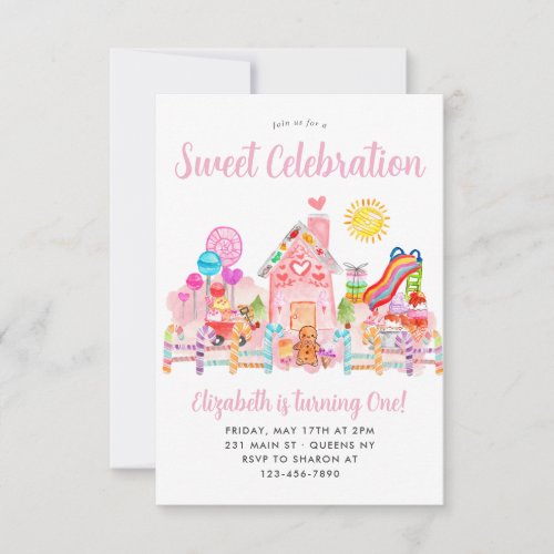 Cute Sweet Celebration Candyland Kids Birthday Note Card