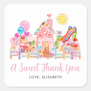 Cute Sweet Celebration Candyland Kids Birthday Square Sticker