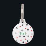 Cute sweet clear pet paw and red heart pattern pet ID tag<br><div class="desc">Cute design featuring black paws and red hearts. Perfect for the animal lover.</div>