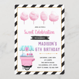 Cute sweet cotton candy party invitation