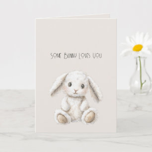 Cute Sweet Cream White Bunny Christmas Card