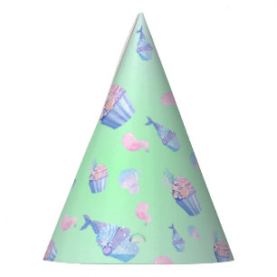 Cute Sweet cupcake mermaid Happy Birthday Girly Party Hat
