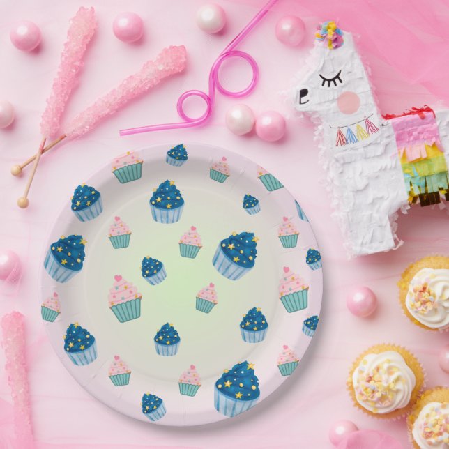  Cute Sweet cupcake & Sprinkle 2nd Birthday Girl Paper Plates (Party)