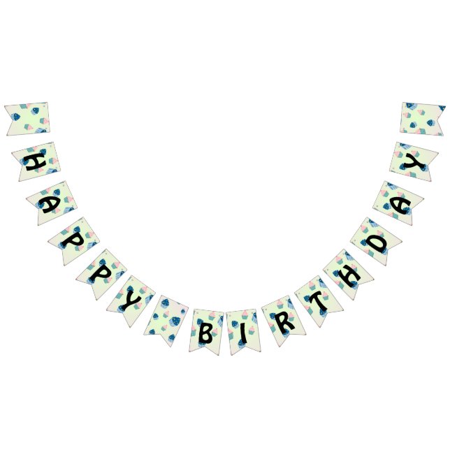  Cute Sweet cupcake Sprinkle 2nd Birthday Girly Bunting Flags (All)