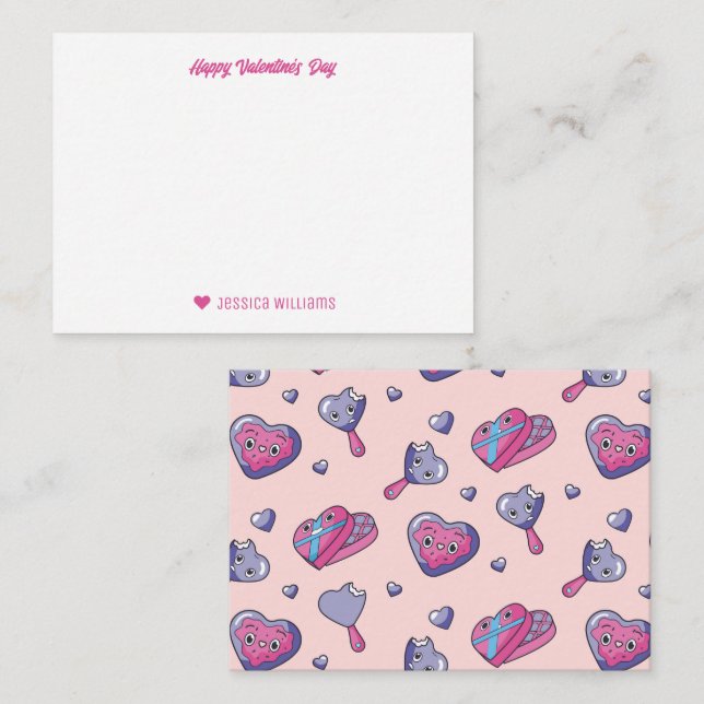 Cute Sweet Dessert Pattern Pink Valentine's Day Note Card (Front/Back)
