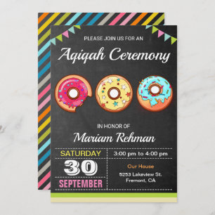 Cute Sweet Donut Aqeeqah   Aqiqah Ceremony Invitation