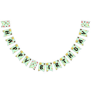 cute Sweet donuts Birthday party Girly pattern Bunting Flags