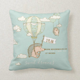 Cute Sweet Dreams Birth Stats Nursery Throw Pillow
