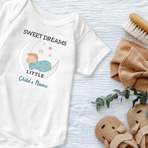 Cute Sweet Dreams Little Baby Boy Custom Baby Bodysuit