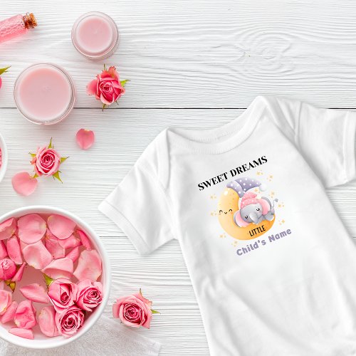 Cute Sweet Dreams Little Baby Elephant Custom Baby Bodysuit