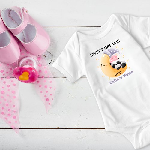 Cute Sweet Dreams Little Baby Panda Custom Baby Bodysuit