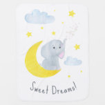Cute Sweet Dreams Quote Moon Elephant Baby Blanket