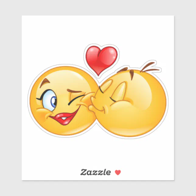 cute sweet emoji love hearts kiss sticker | Zazzle