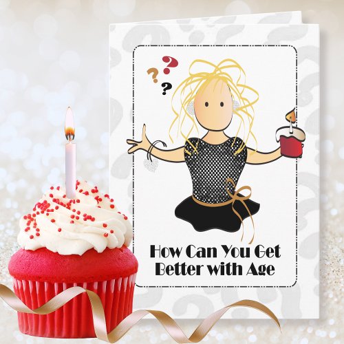 Cute Sweet Female Cartoon Blonde Happy Birthday  Card