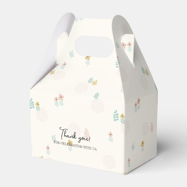 Cute Sweet Floral Garden Cartoon Birthday Party  Favor Boxes (Back Side)