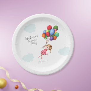 Cute Sweet Girl with Balloons Party Supplies Paper Plates