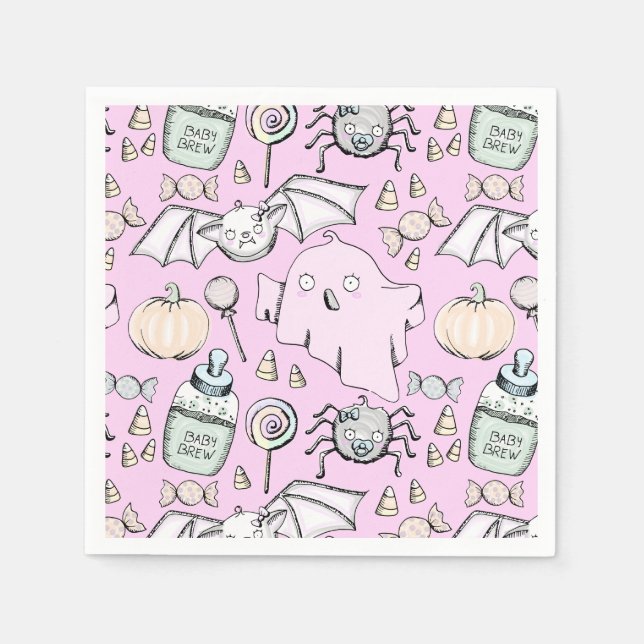 Cute & Sweet Halloween Kids Birthday Napkins (Front)