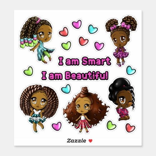 Cute Sweet Happy African American Girls  Sticker