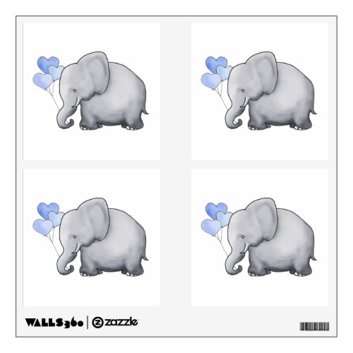 Cute Sweet Heart Balloon Elephant Nursery Wall Decal